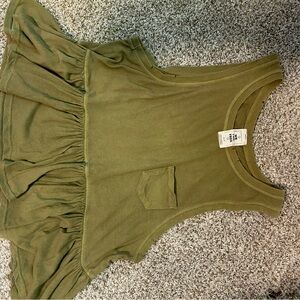 Free People Olive Green Ruffle Tank Top